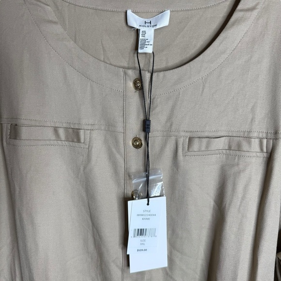 Halston Belted Button Front Khaki Jumpsuit XXL NWT - Picture 5 of 10